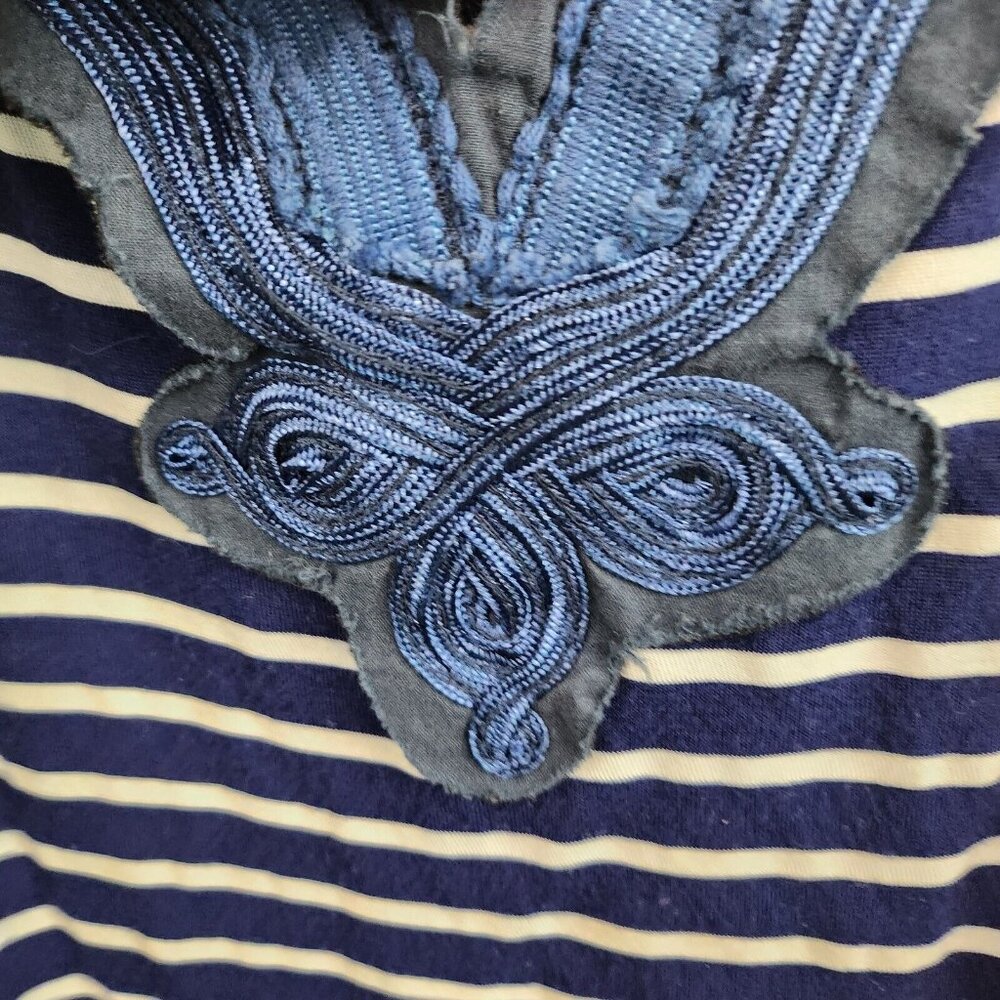 Vintage Free People Womens BOHO Tank Top XS Blue White Embroidered Striped - Picture 4 of 9
